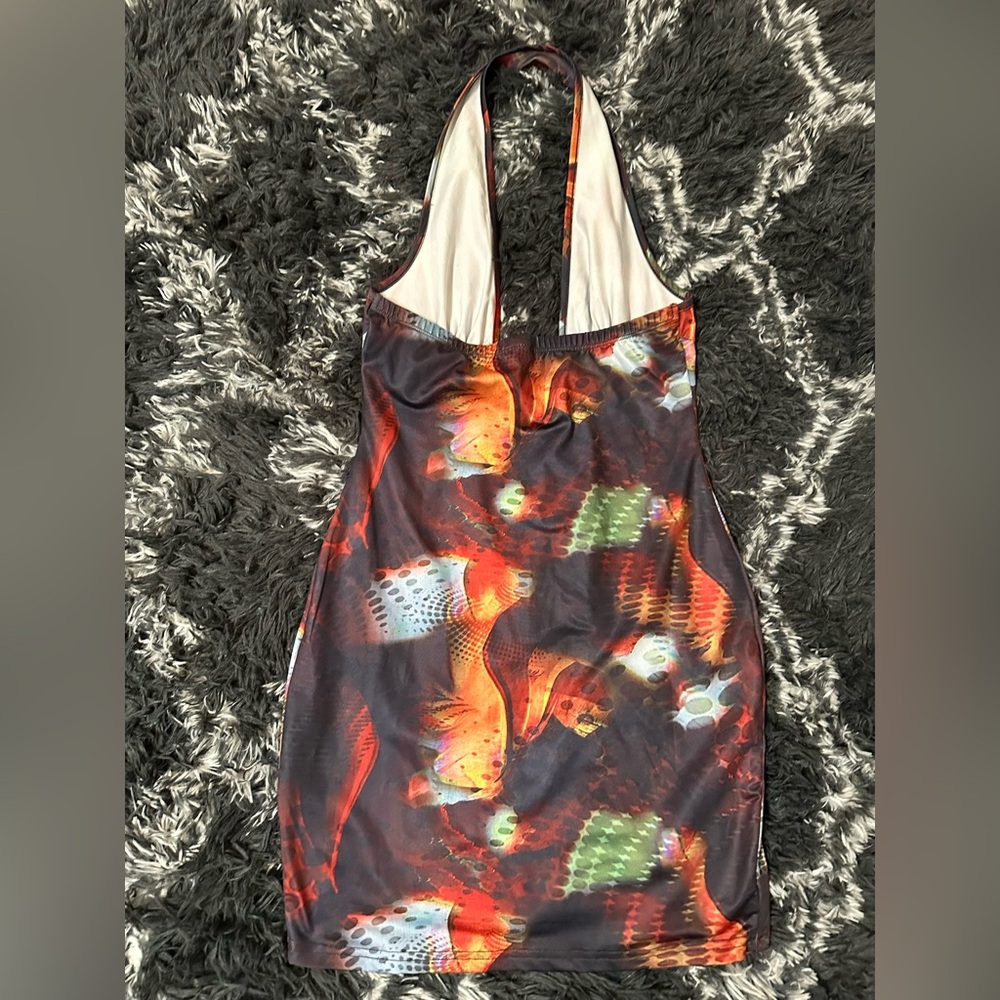 Multicolor Halter Bodycon Mini Dress - Picture 2 of 3